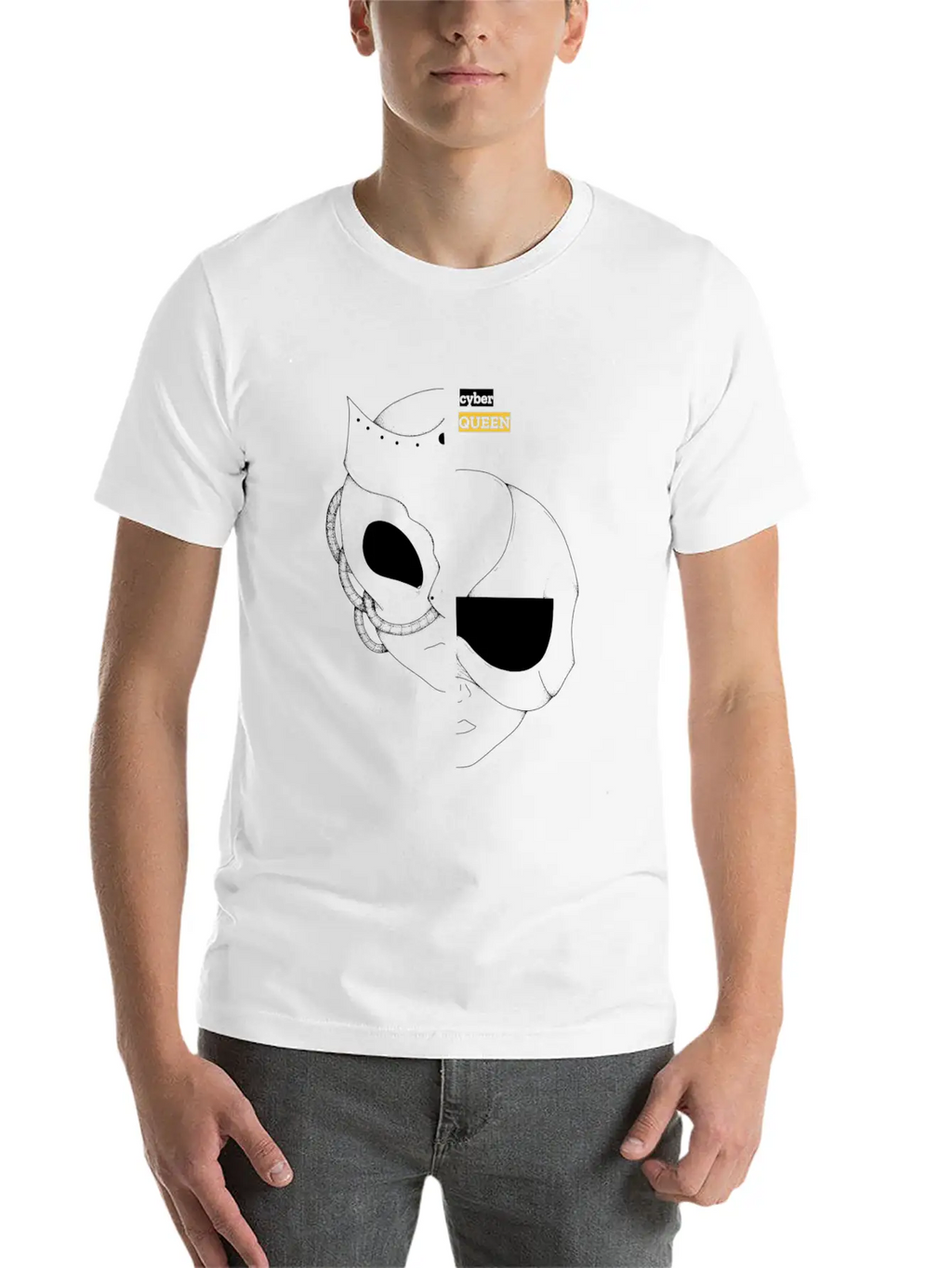 Cyber Queen, Cyberpunk Retro Futuristic Art Unisex Casual T-Shirt – Clean Design For Daily Comfort