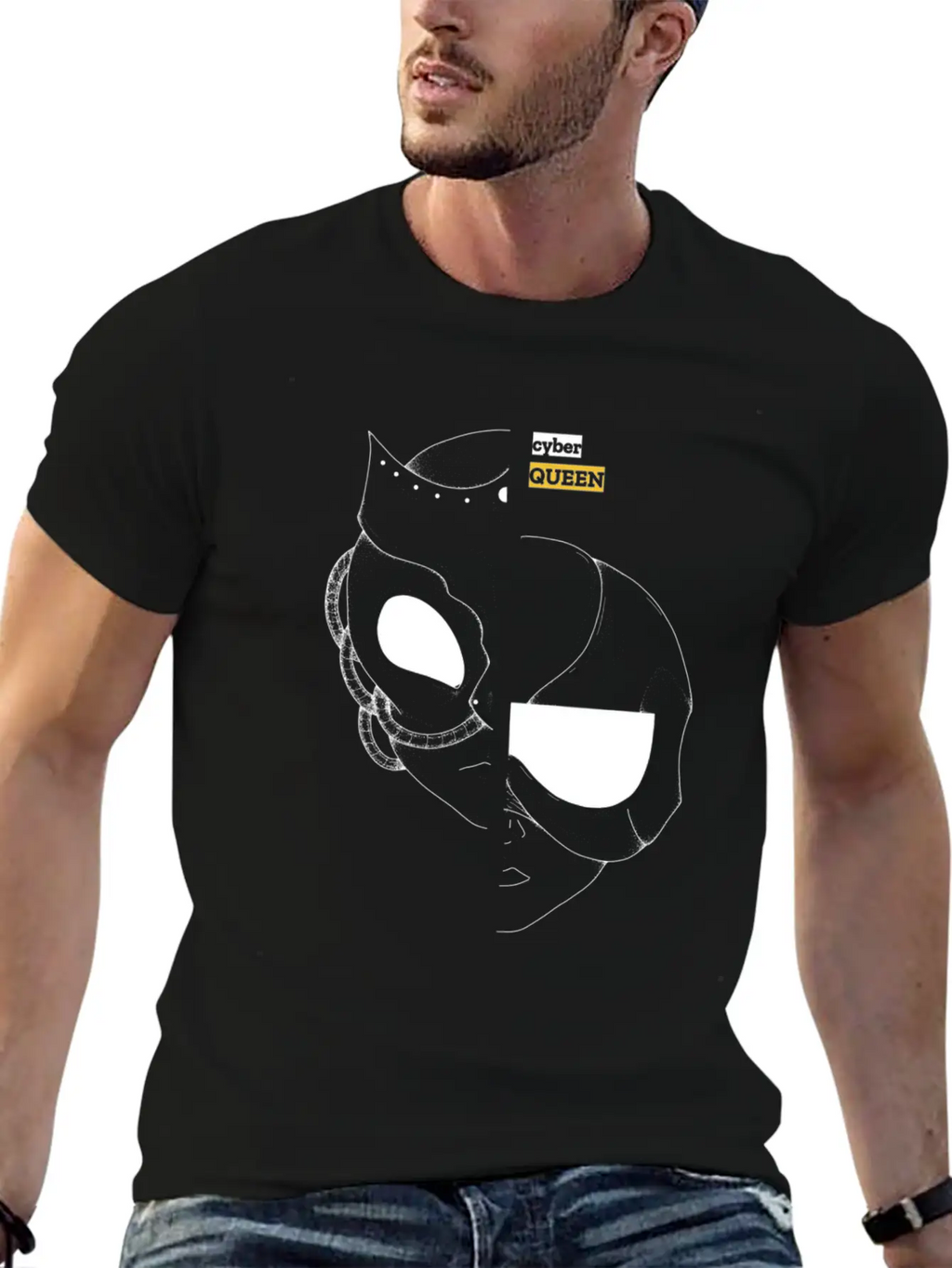 Cyber Queen, Cyberpunk Retro Futuristic Art Unisex Casual T-Shirt – Clean Design For Daily Comfort