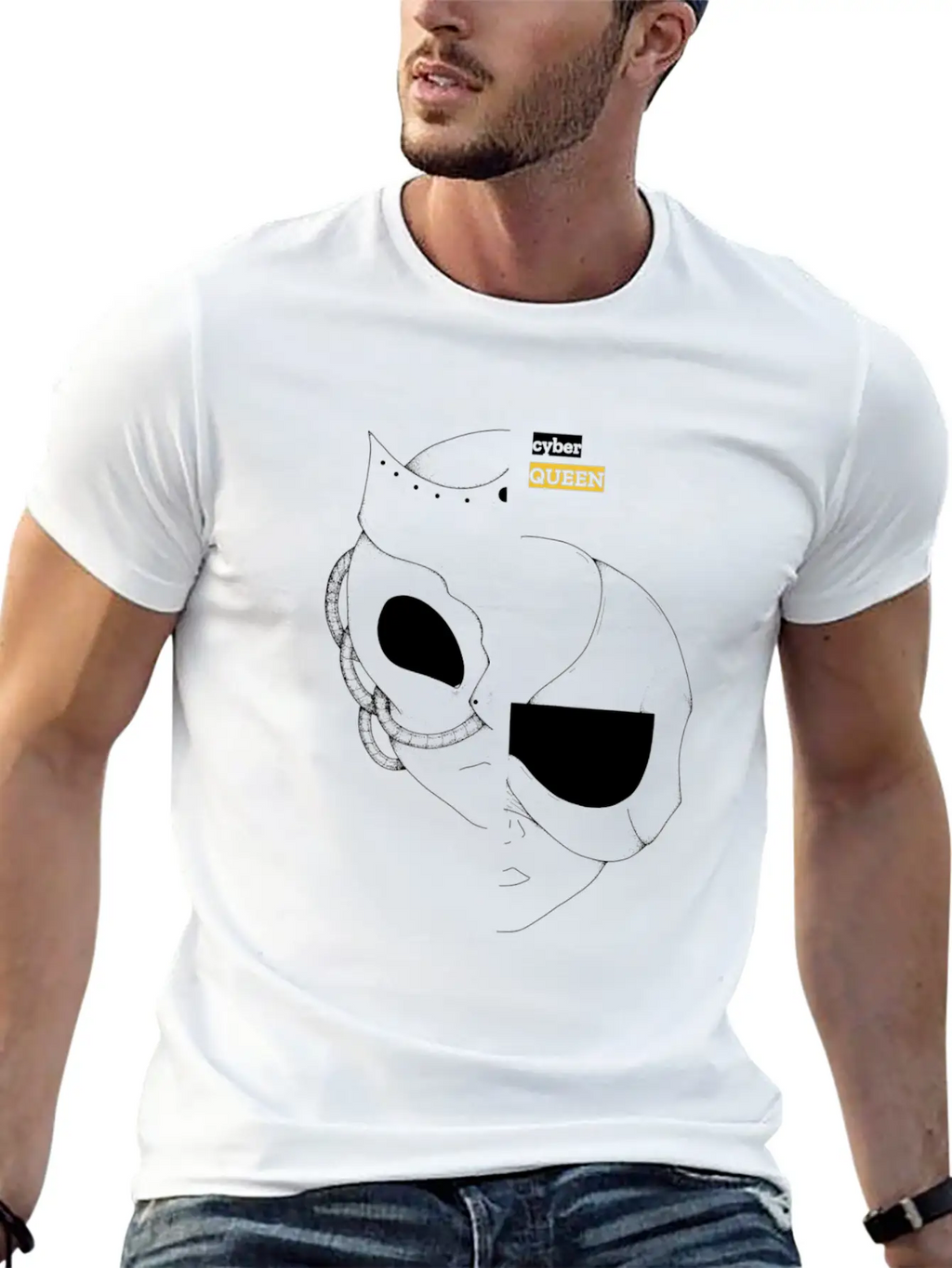 Cyber Queen, Cyberpunk Retro Futuristic Art Unisex Casual T-Shirt – Clean Design For Daily Comfort