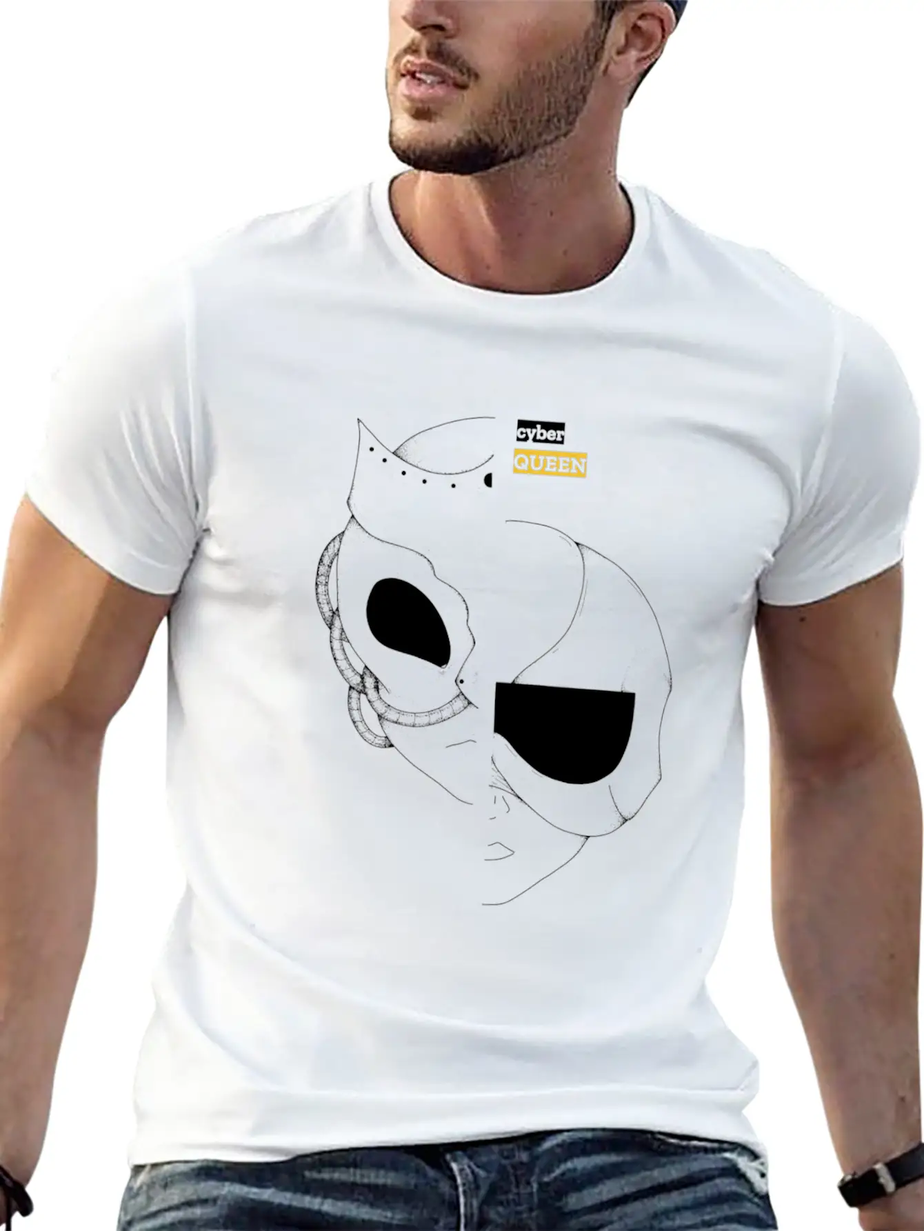 Cyber Queen, Cyberpunk Retro Futuristic Art Unisex Casual T-Shirt – Clean Design For Daily Comfort