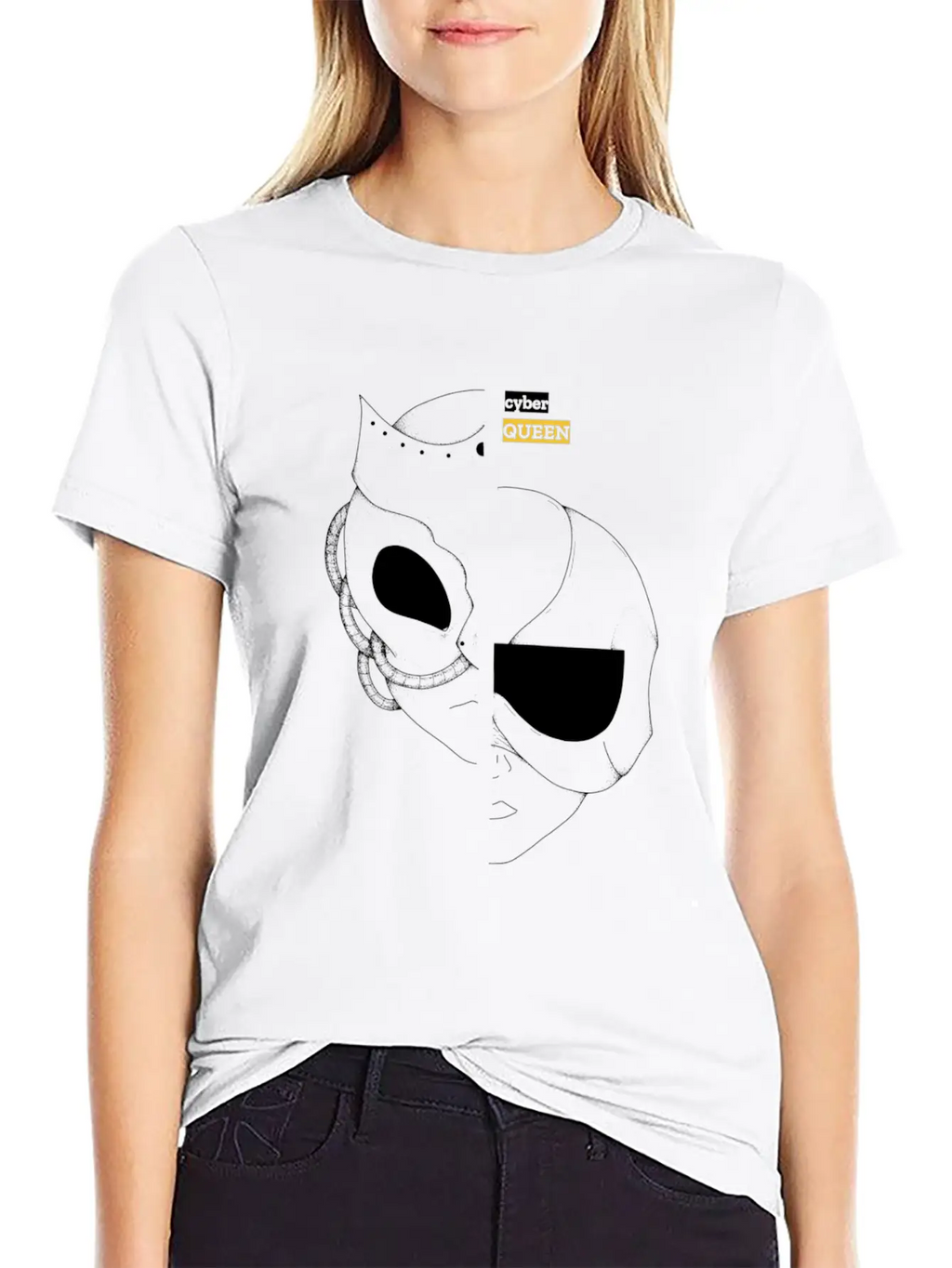 Cyber Queen, Cyberpunk Retro Futuristic Art Unisex Casual T-Shirt – Clean Design For Daily Comfort