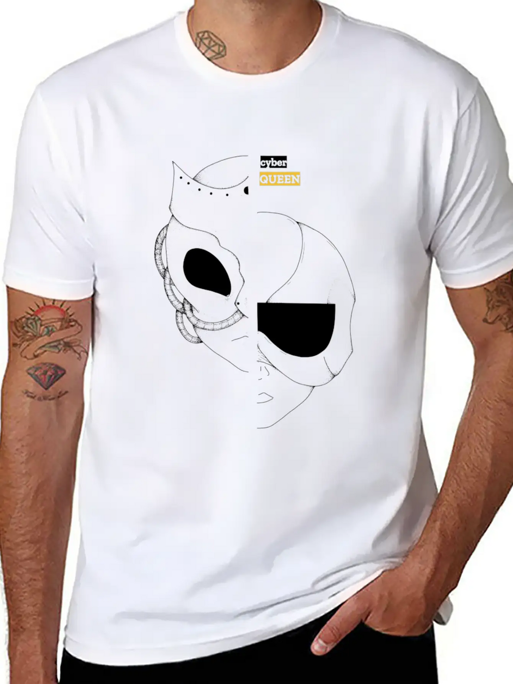 Cyber Queen, Cyberpunk Retro Futuristic Art Unisex Casual T-Shirt – Clean Design For Daily Comfort