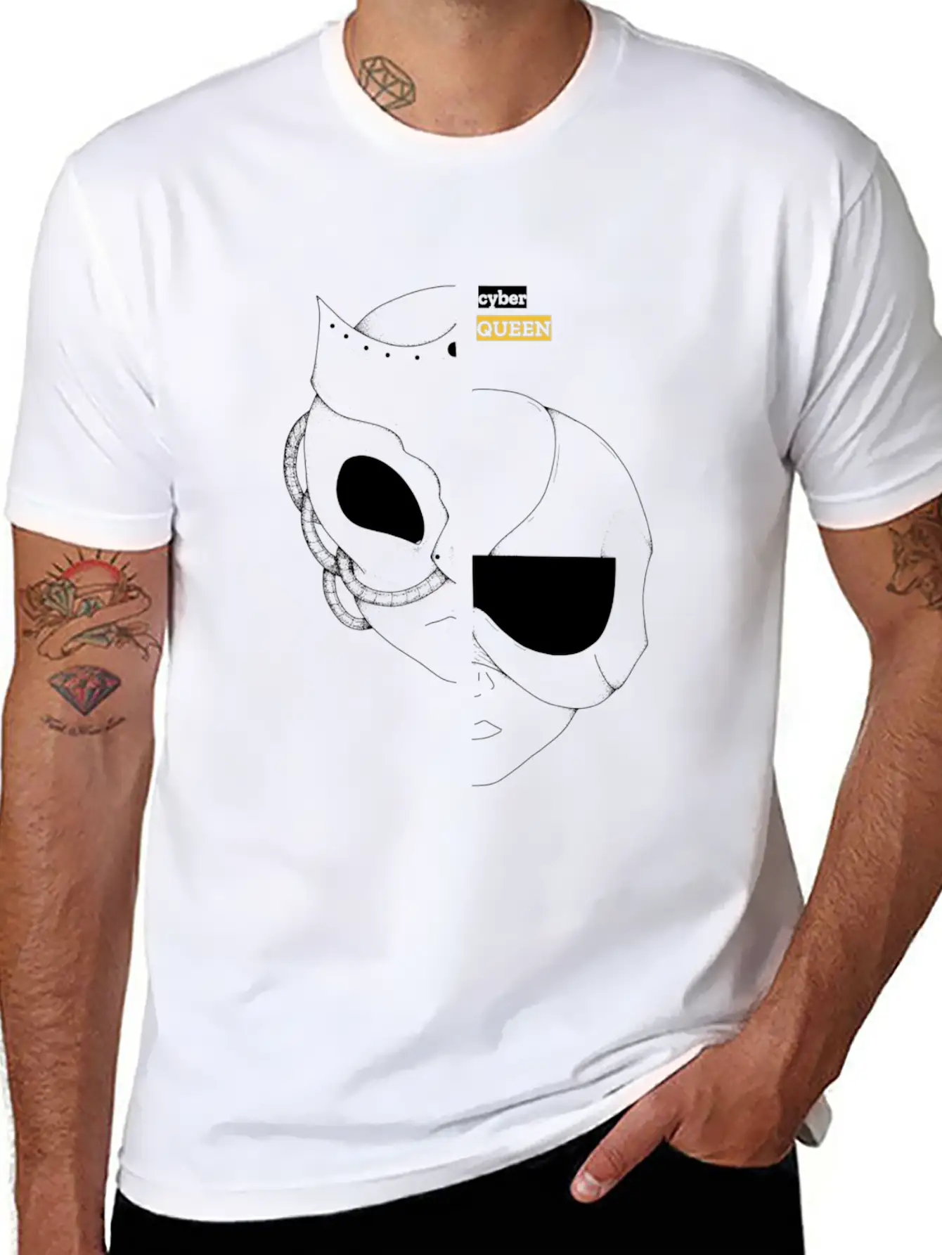Cyber Queen, Cyberpunk Retro Futuristic Art Unisex Casual T-Shirt – Clean Design For Daily Comfort