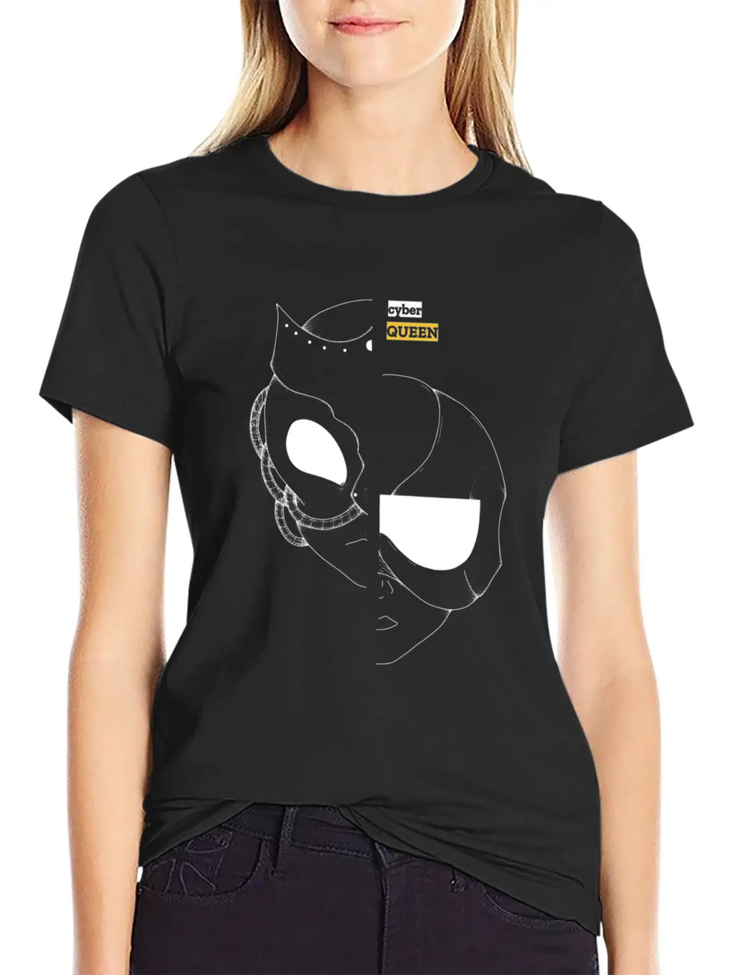 Cyber Queen, Cyberpunk Retro Futuristic Art Unisex Casual T-Shirt – Clean Design For Daily Comfort