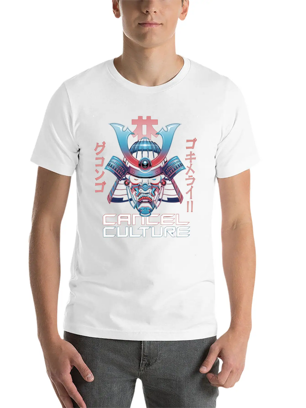 Cyber Samurai “Cancel Culture” Futuristic Art Stylish Everyday T-Shirt – Unisex Basic Cotton Tee