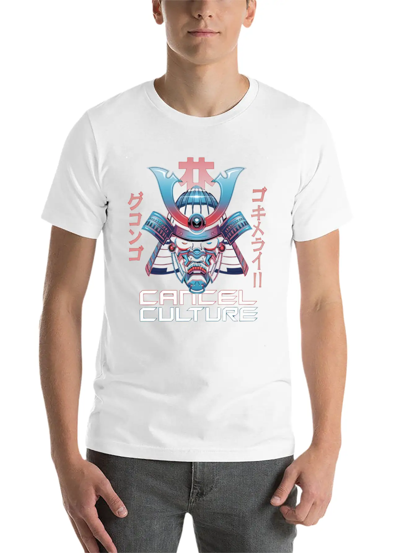 Cyber Samurai “Cancel Culture” Futuristic Art Stylish Everyday T-Shirt – Unisex Basic Cotton Tee