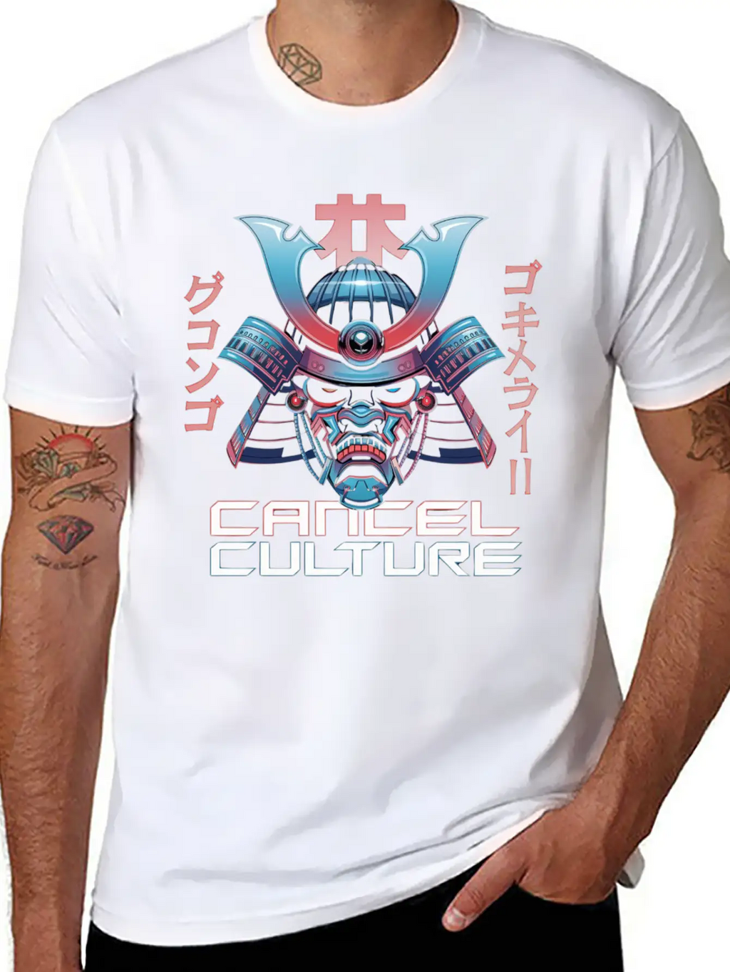 Cyber Samurai “Cancel Culture” Futuristic Art Stylish Everyday T-Shirt – Unisex Basic Cotton Tee