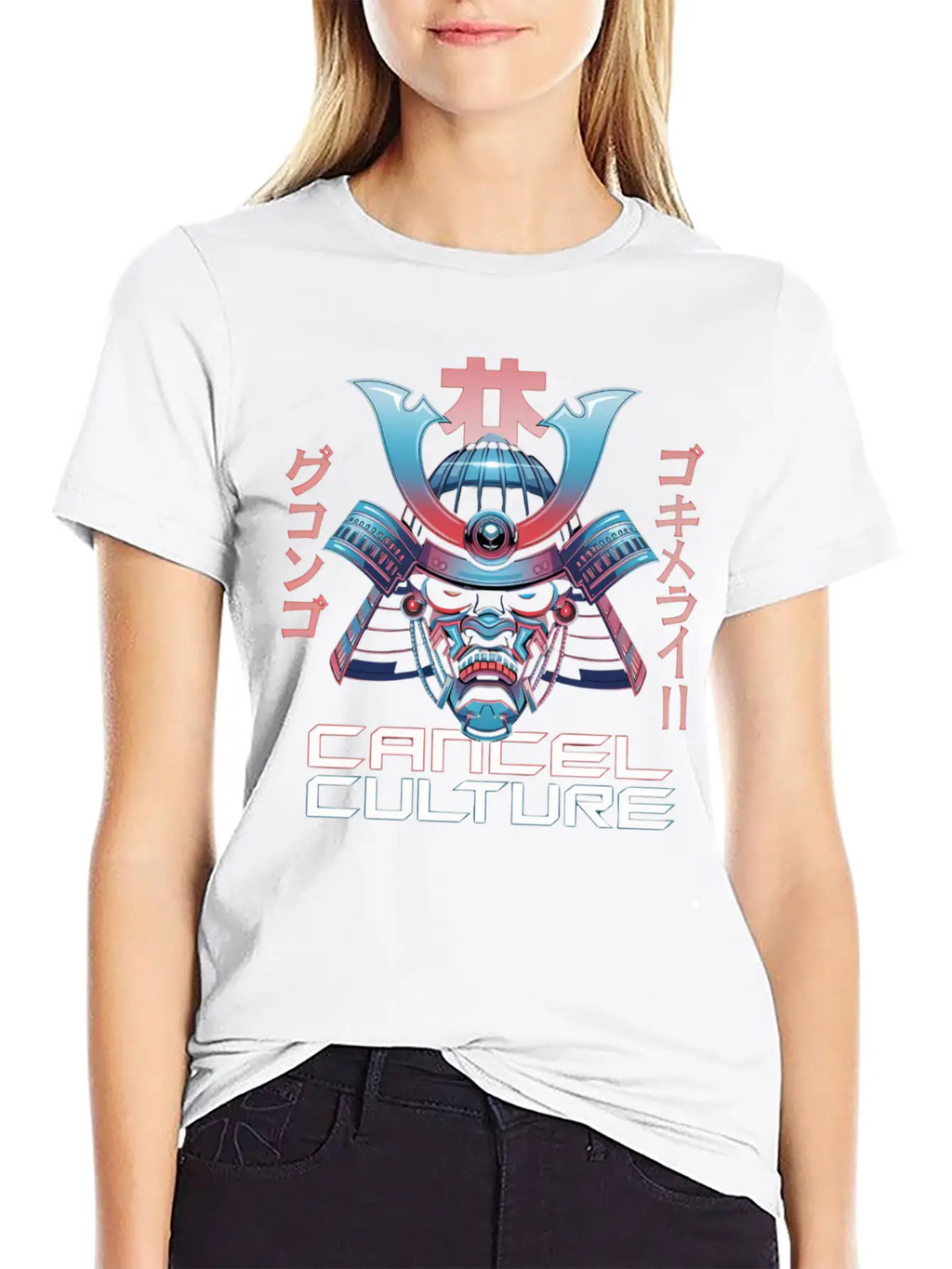 Cyber Samurai “Cancel Culture” Futuristic Art Stylish Everyday T-Shirt – Unisex Basic Cotton Tee
