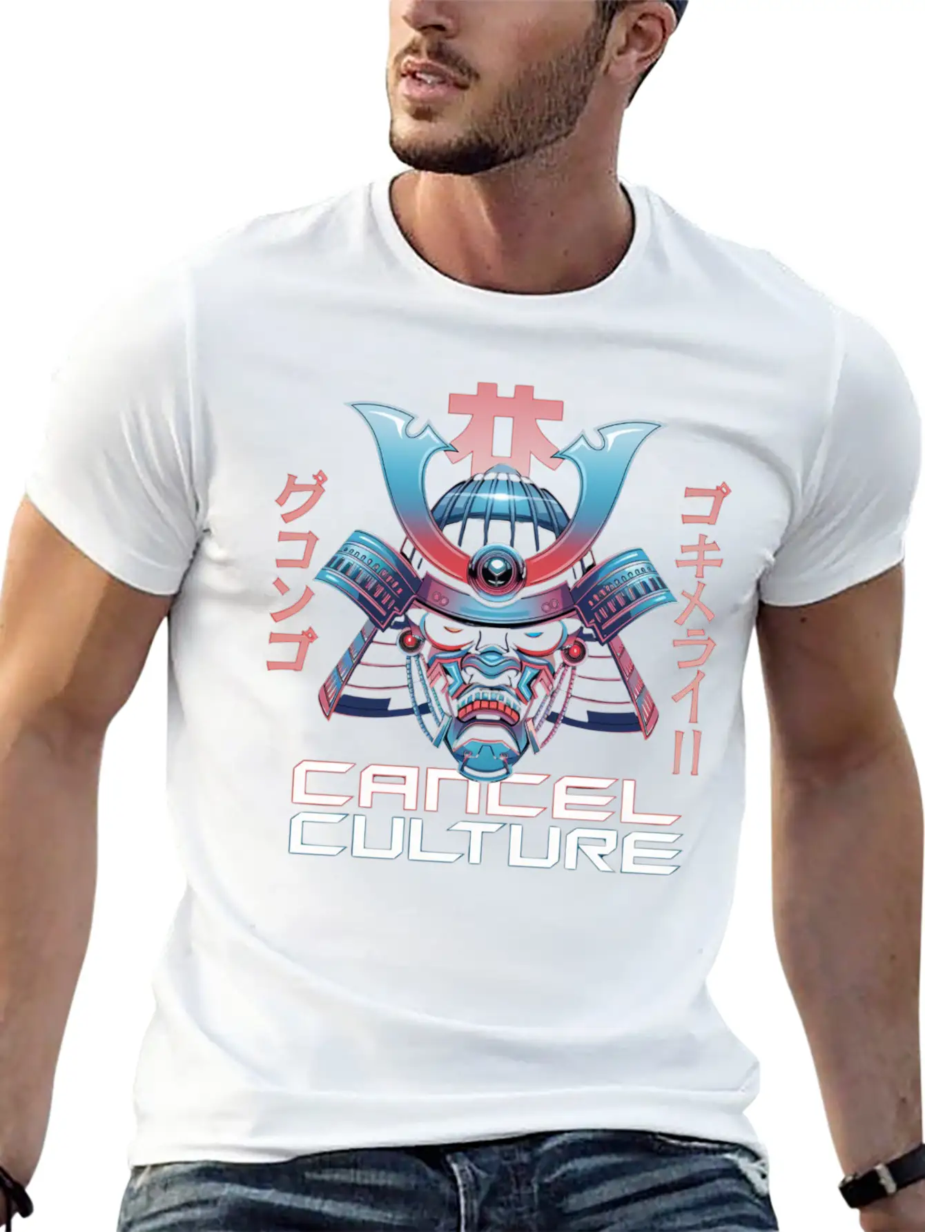 Cyber Samurai “Cancel Culture” Futuristic Art Stylish Everyday T-Shirt – Unisex Basic Cotton Tee