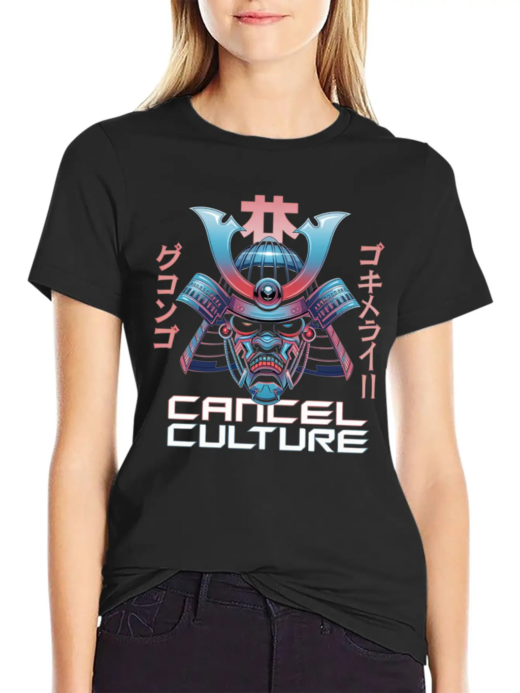 Cyber Samurai “Cancel Culture” Futuristic Art Stylish Everyday T-Shirt – Unisex Basic Cotton Tee
