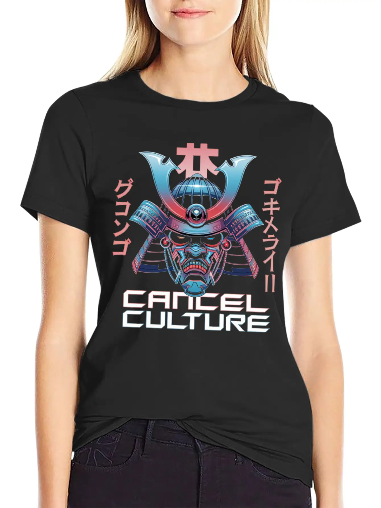 Cyber Samurai “Cancel Culture” Futuristic Art Stylish Everyday T-Shirt – Unisex Basic Cotton Tee