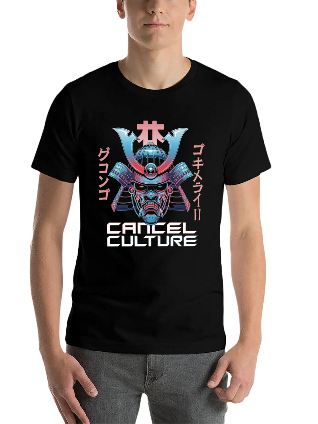 Cyber Samurai “Cancel Culture” Futuristic Art Stylish Everyday T-Shirt – Unisex Basic Cotton Tee