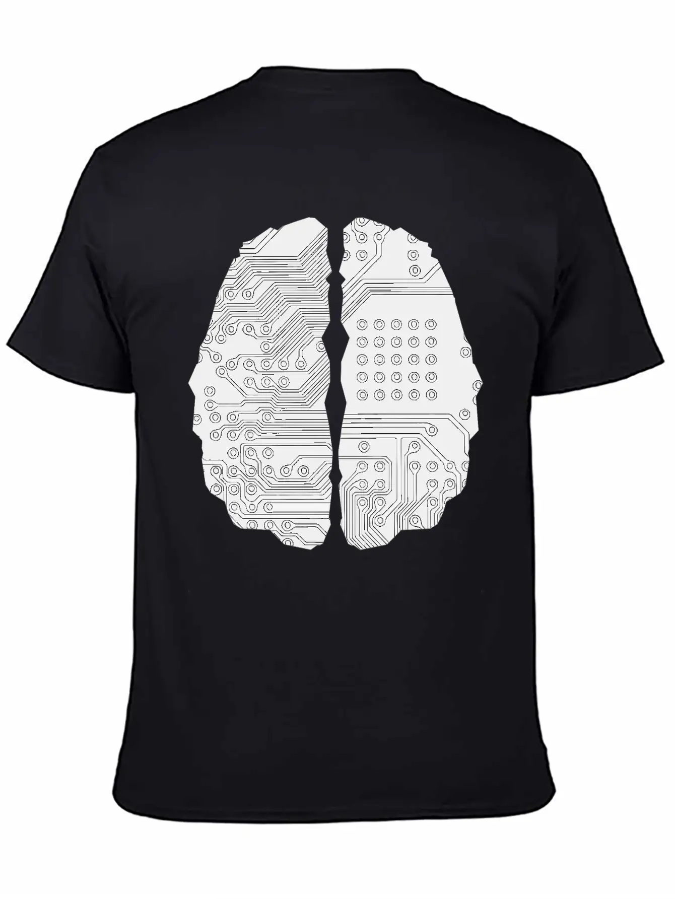 Cybernetic Brain Line Art Inverted Timeless Short Sleeve Tee – Comfy And Minimalist Design