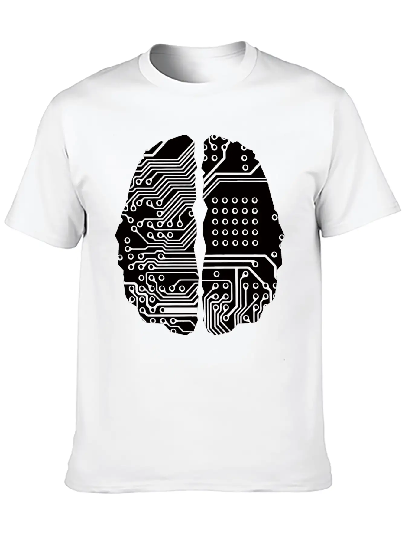 Cybernetic Brain Line Art Inverted Timeless Short Sleeve Tee – Comfy And Minimalist Design