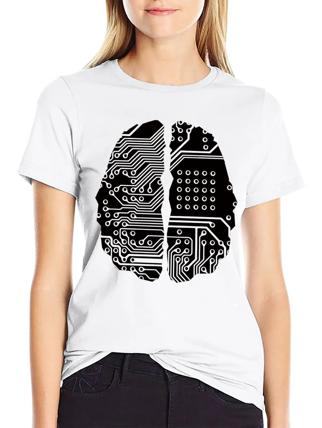 Cybernetic Brain Line Art Inverted Timeless Short Sleeve Tee – Comfy And Minimalist Design