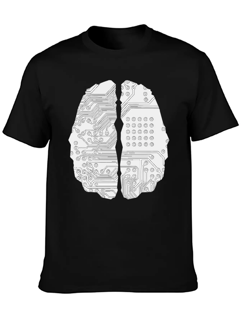Cybernetic Brain Line Art Inverted Timeless Short Sleeve Tee – Comfy And Minimalist Design