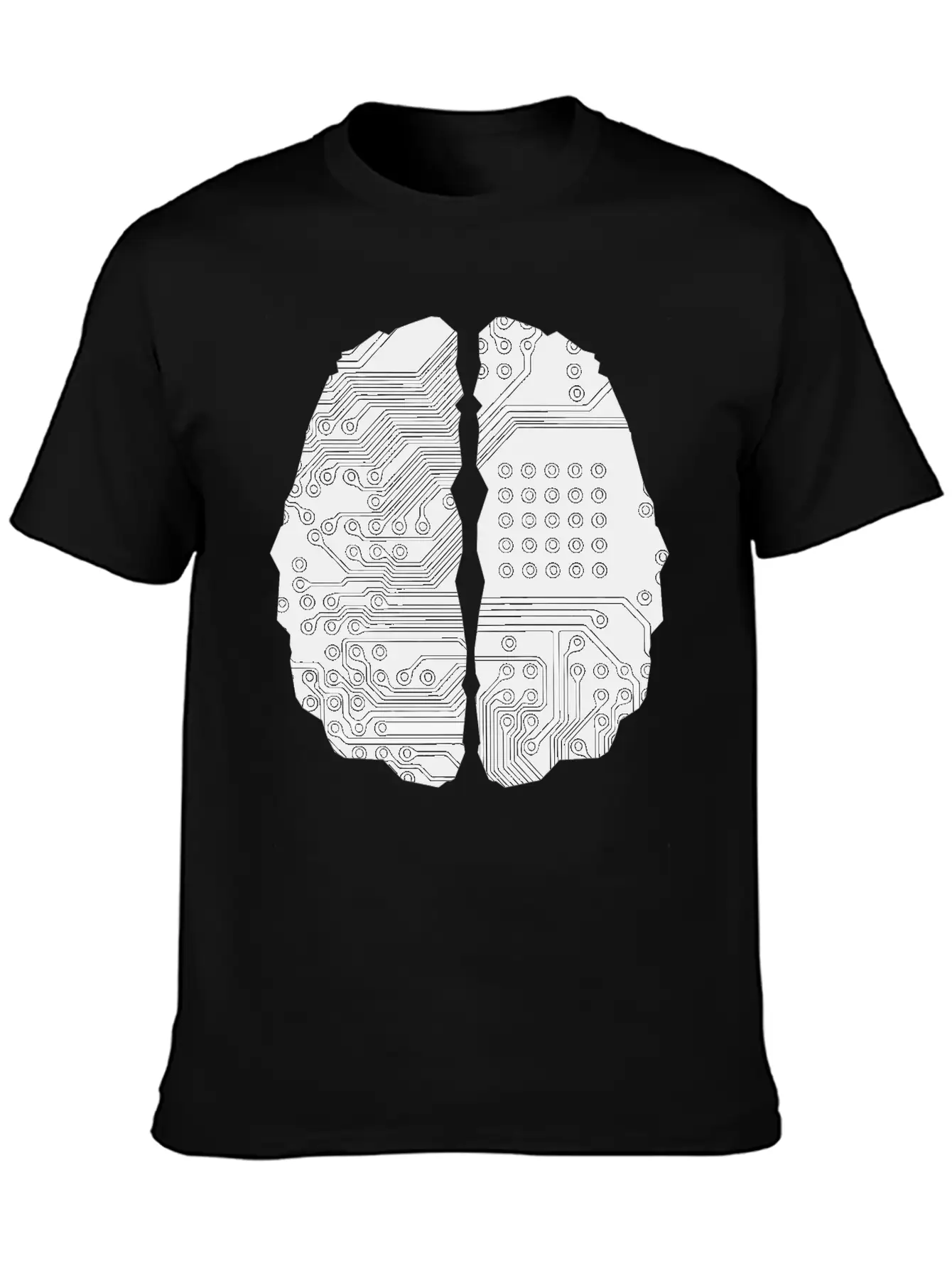 Cybernetic Brain Line Art Inverted Timeless Short Sleeve Tee – Comfy And Minimalist Design