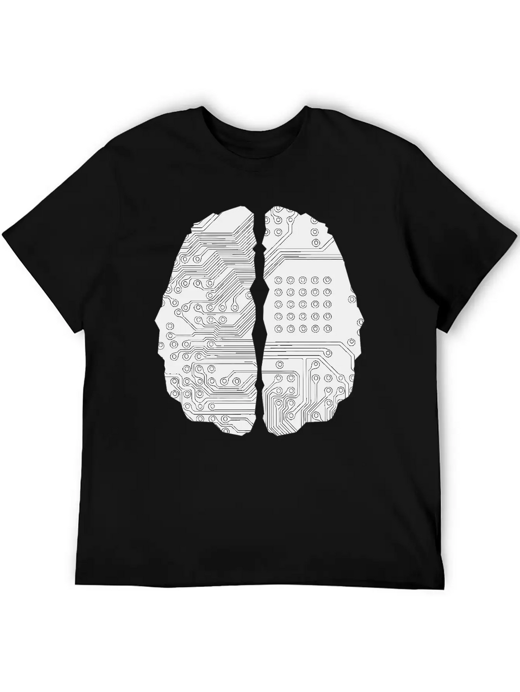 Cybernetic Brain Line Art Inverted Timeless Short Sleeve Tee – Comfy And Minimalist Design