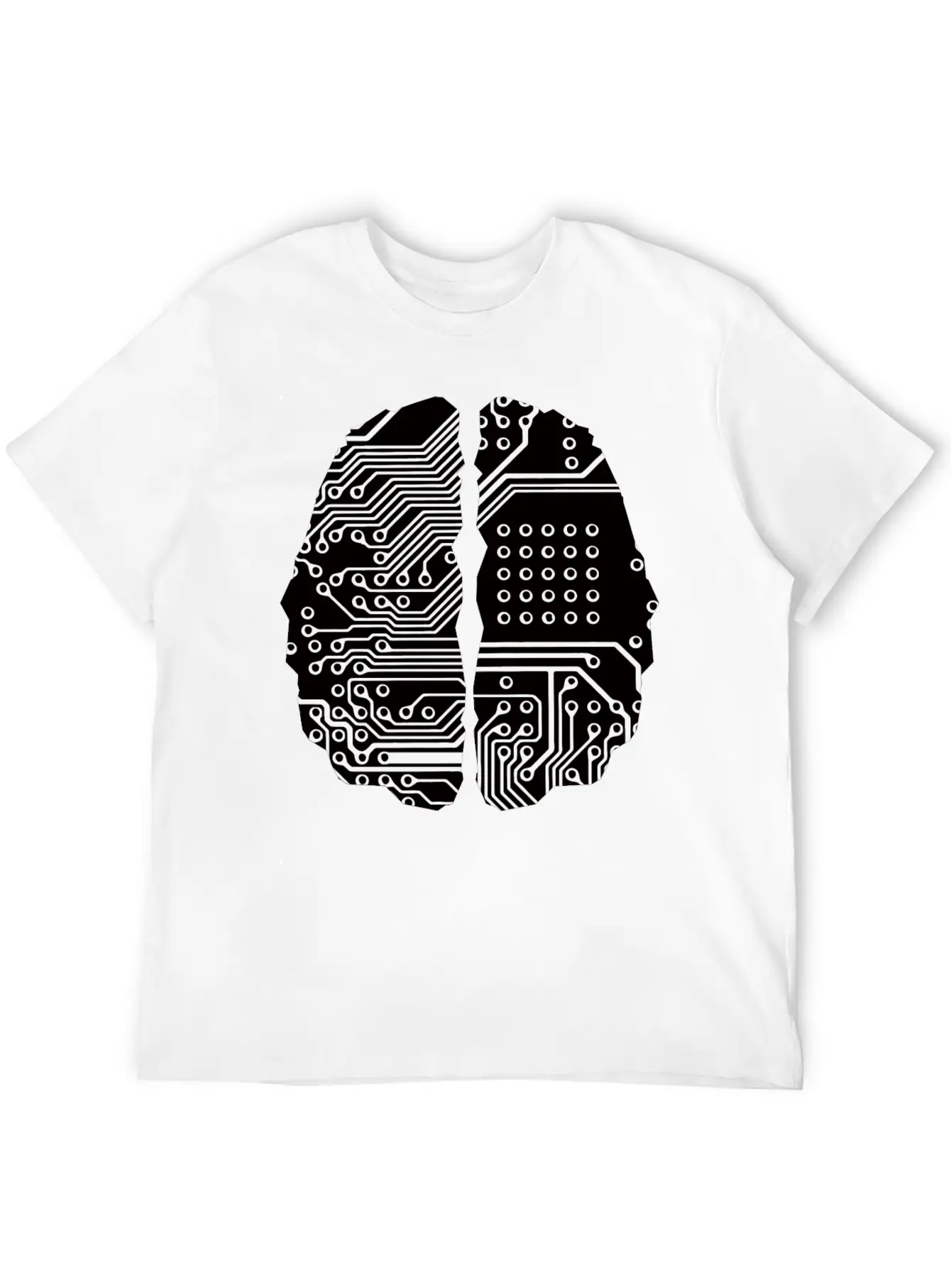 Cybernetic Brain Line Art Inverted Timeless Short Sleeve Tee – Comfy And Minimalist Design