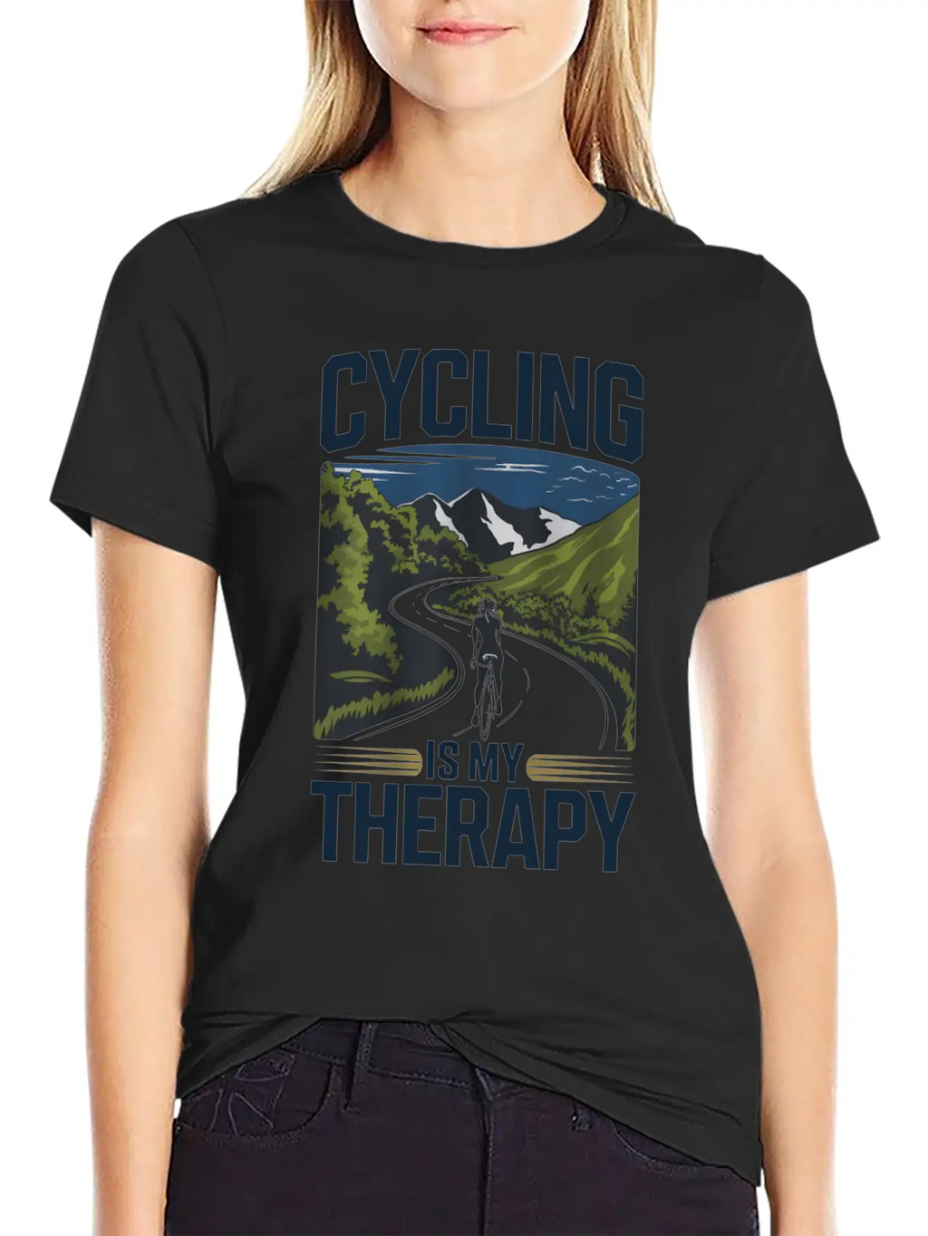 Cycling Is My Therapy Basic Graphic T-Shirt – Daily Comfort In Soft Cotton