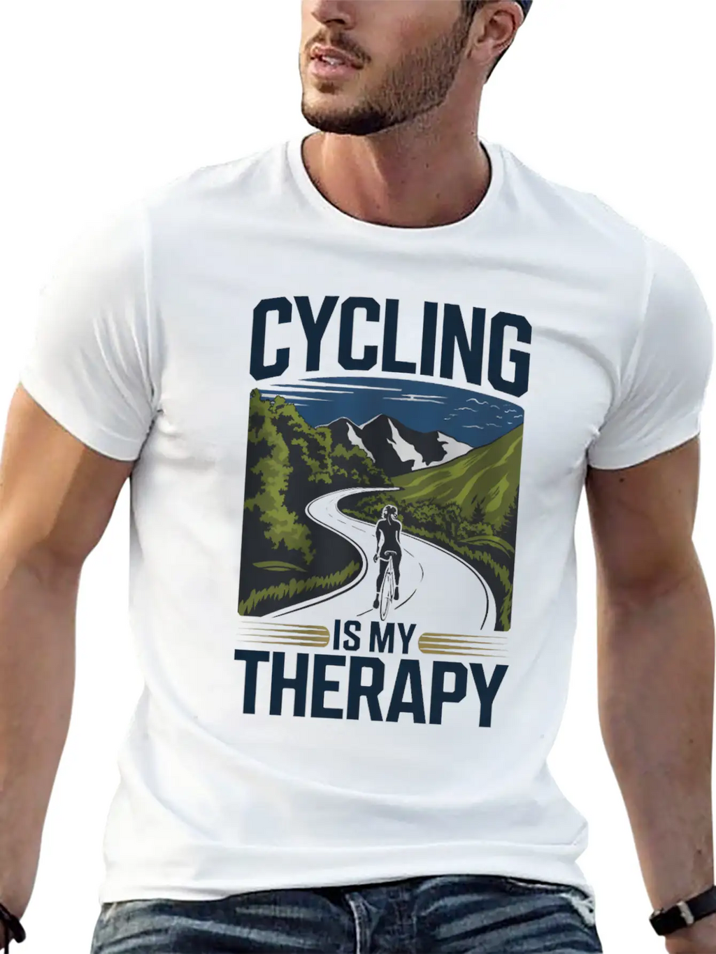 Cycling Is My Therapy Basic Graphic T-Shirt – Daily Comfort In Soft Cotton