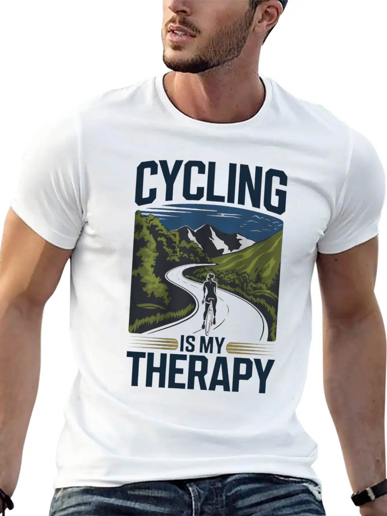 Cycling Is My Therapy Basic Graphic T-Shirt – Daily Comfort In Soft Cotton