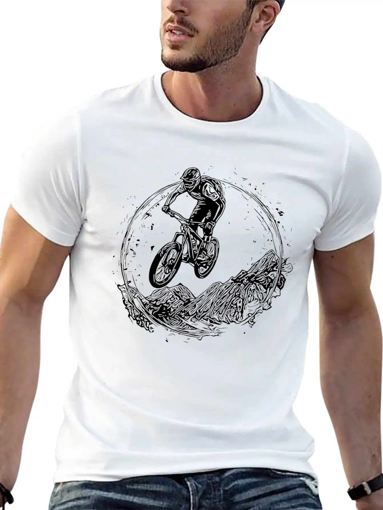 Cyclist Bike Mud Downhill Jump Classic Cotton Tee – Unisex Comfort For Any Season