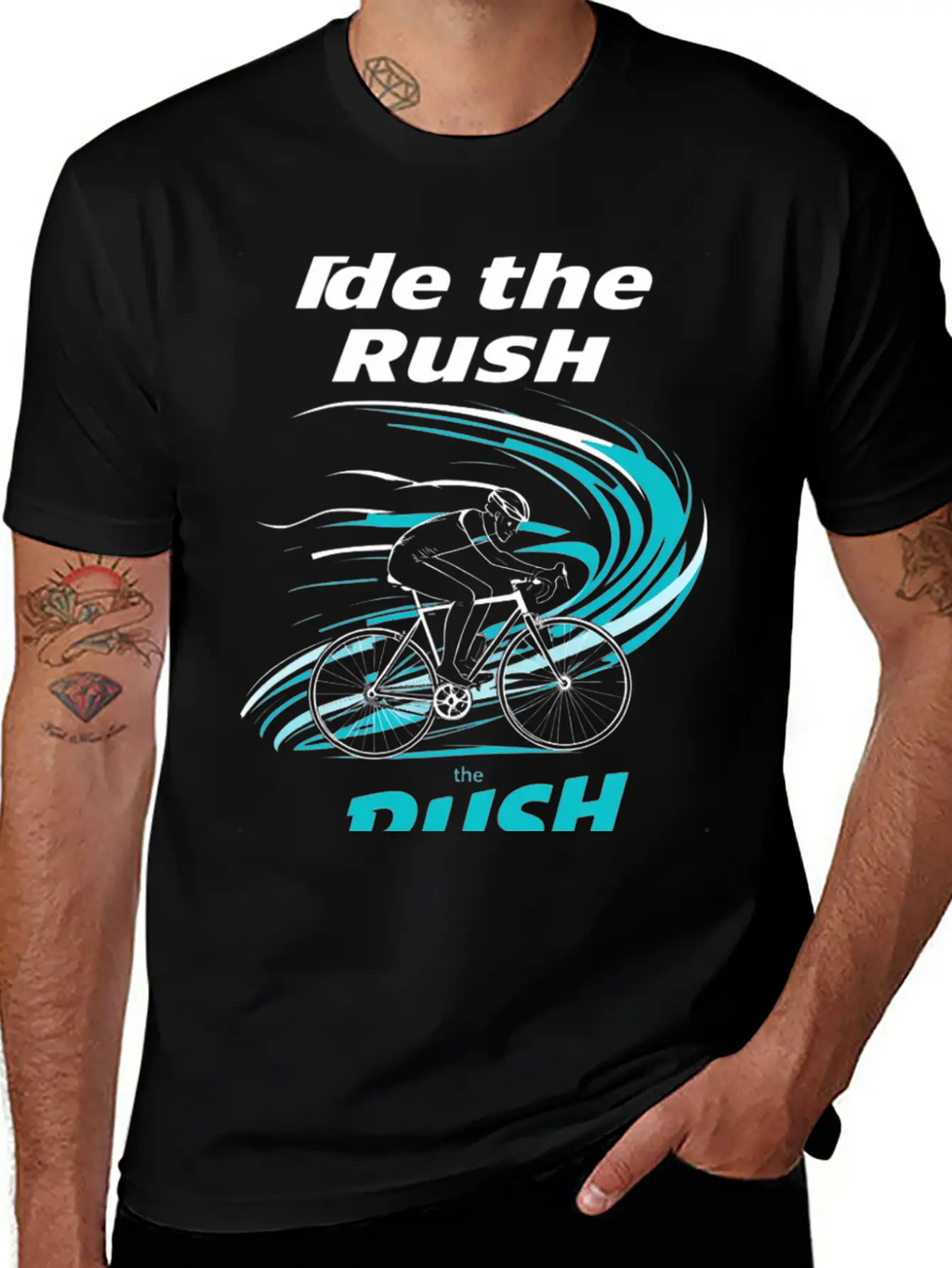 Cyclist Riding Through Stylized Wind Trails Wit Breathable Soft Cotton T-Shirt – Timeless Casual Look