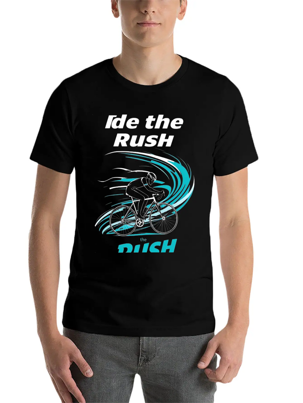 Cyclist Riding Through Stylized Wind Trails Wit Breathable Soft Cotton T-Shirt – Timeless Casual Look