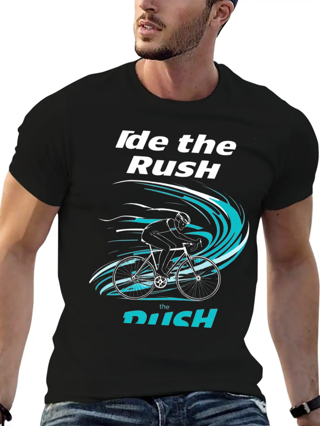 Cyclist Riding Through Stylized Wind Trails Wit Breathable Soft Cotton T-Shirt – Timeless Casual Look