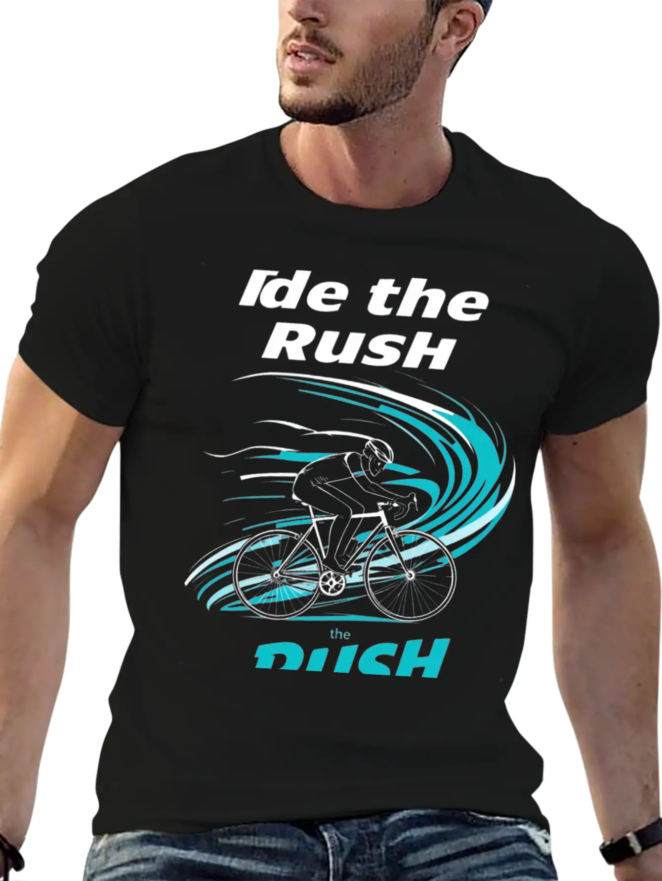 Cyclist Riding Through Stylized Wind Trails Wit Breathable Soft Cotton T-Shirt – Timeless Casual Look