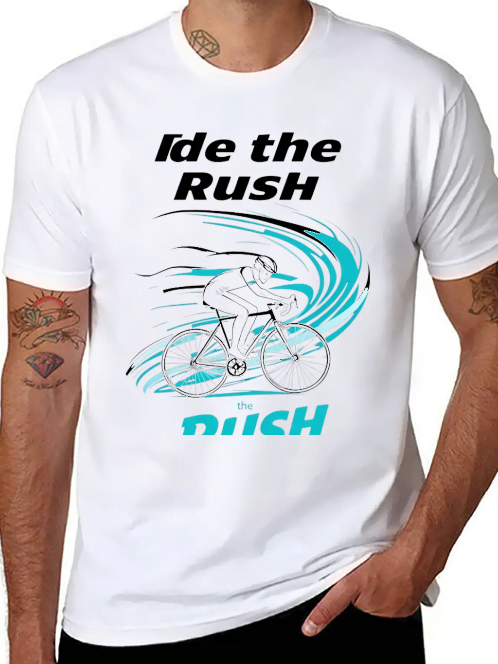 Cyclist Riding Through Stylized Wind Trails Wit Breathable Soft Cotton T-Shirt – Timeless Casual Look