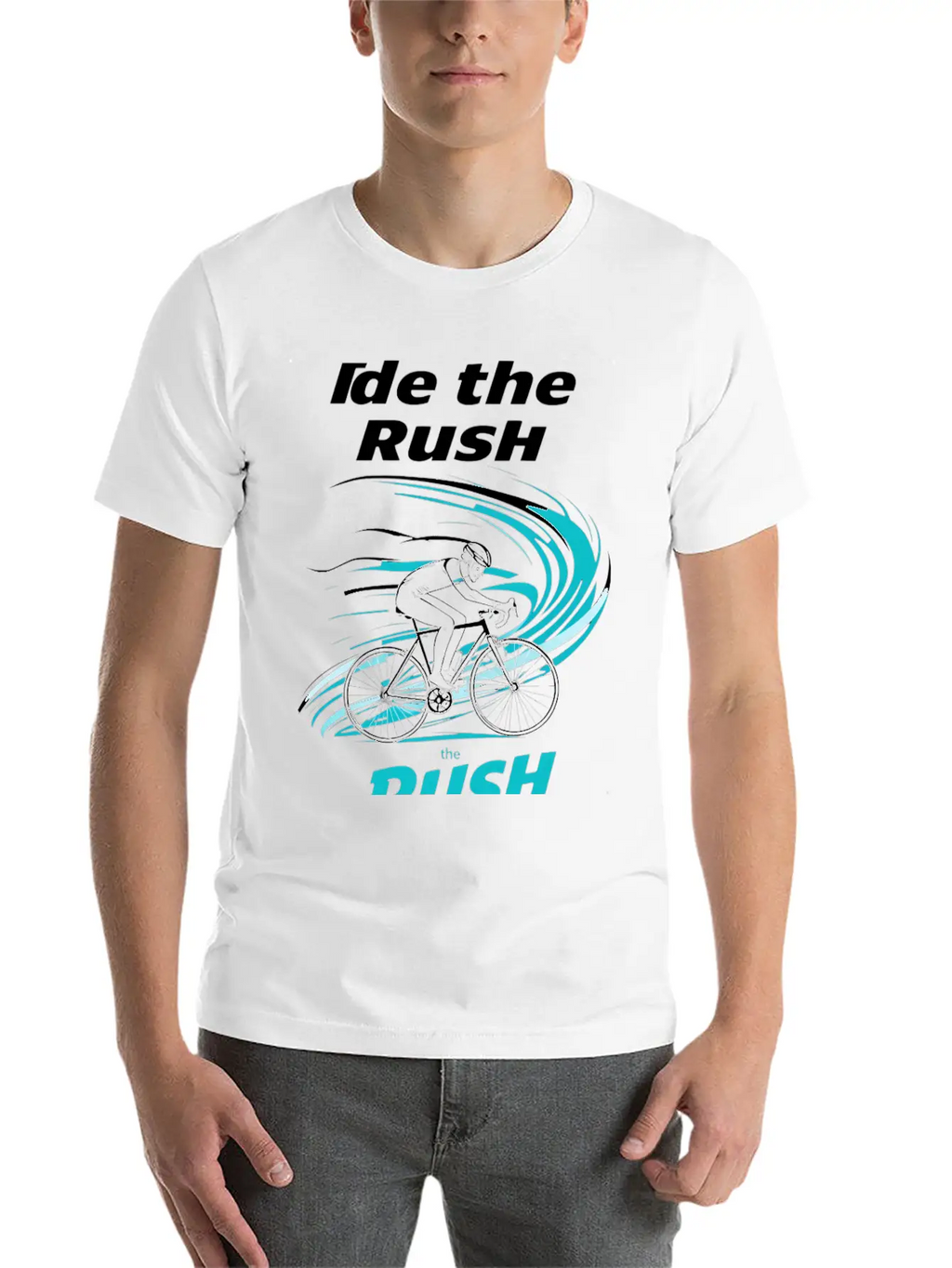 Cyclist Riding Through Stylized Wind Trails Wit Breathable Soft Cotton T-Shirt – Timeless Casual Look