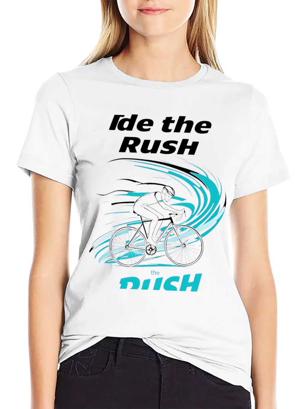 Cyclist Riding Through Stylized Wind Trails Wit Breathable Soft Cotton T-Shirt – Timeless Casual Look