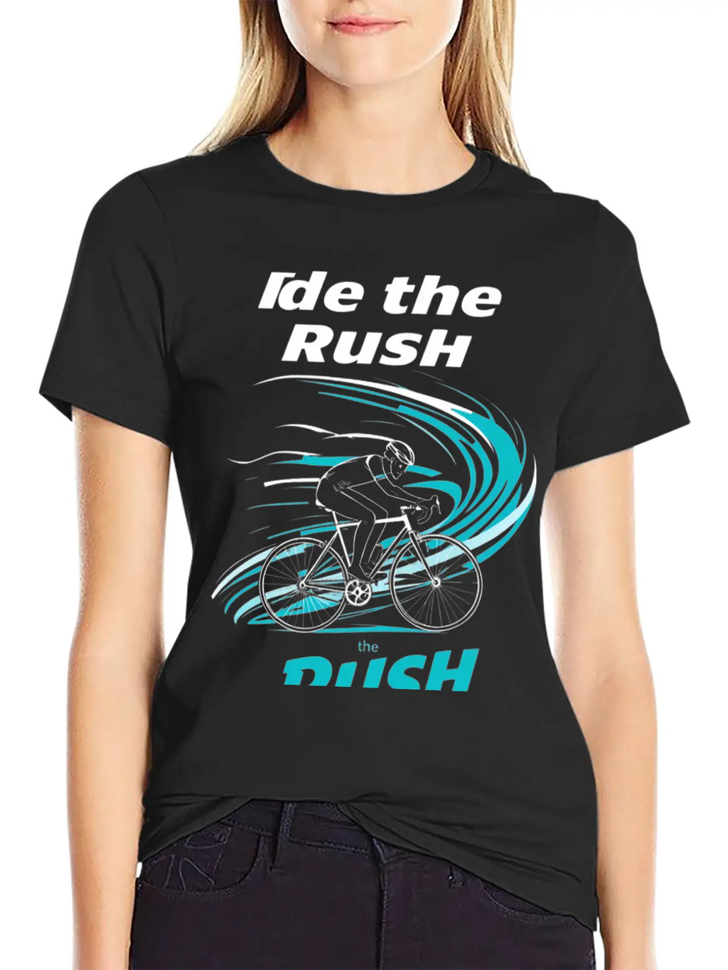 Cyclist Riding Through Stylized Wind Trails Wit Breathable Soft Cotton T-Shirt – Timeless Casual Look
