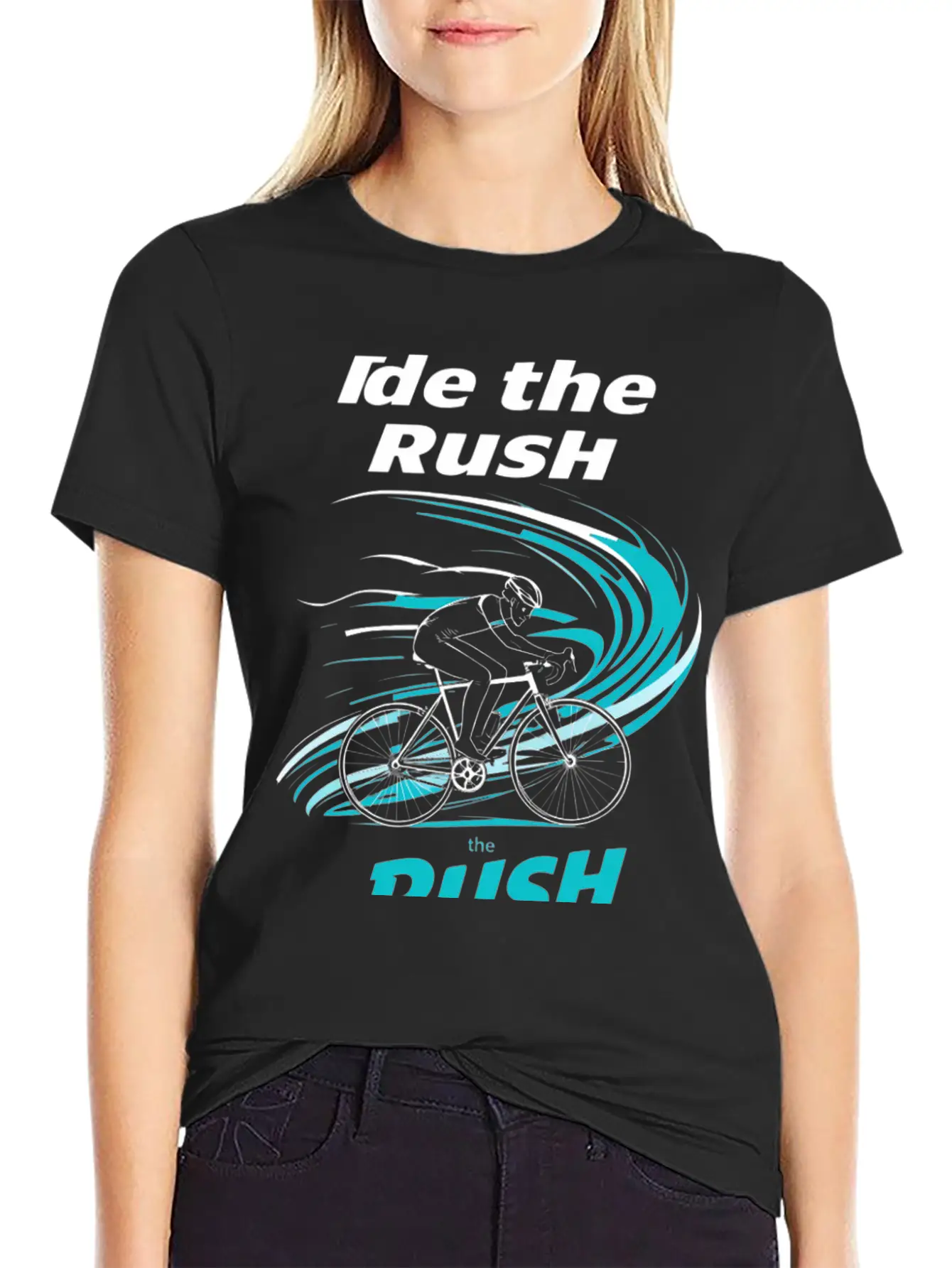 Cyclist Riding Through Stylized Wind Trails Wit Breathable Soft Cotton T-Shirt – Timeless Casual Look