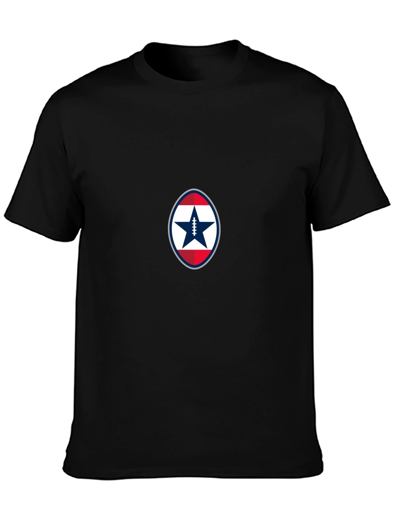 Patriotic Football Star Black T-Shirt