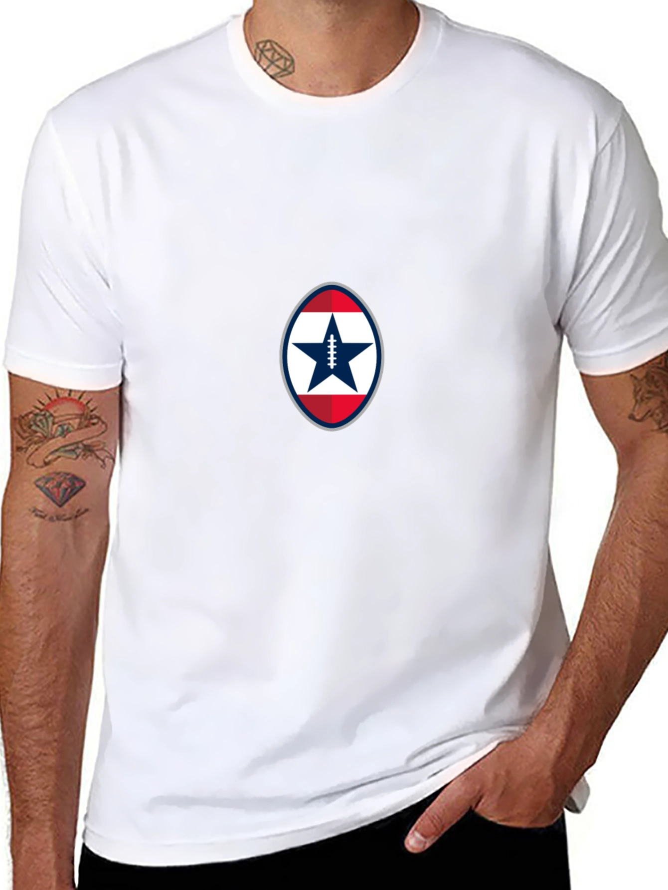 Patriotic Football Star Black T-Shirt