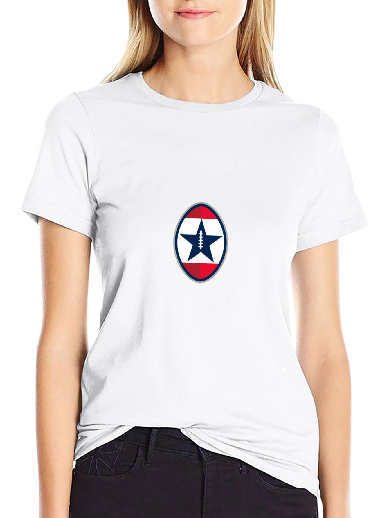 Patriotic Football Star Black T-Shirt