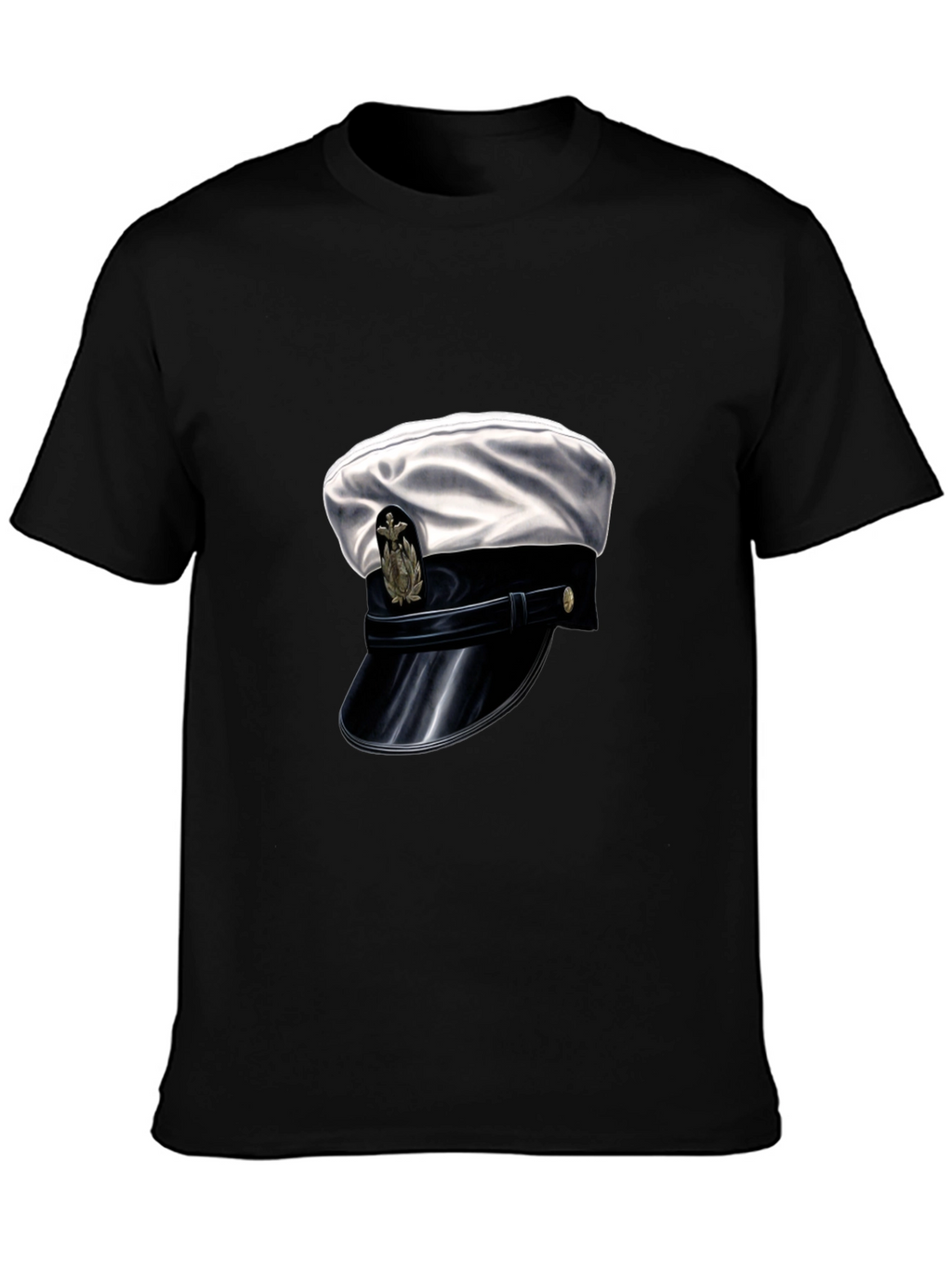 Navy Hat Graphic Tee - Stylish Black Cotton T-Shirt