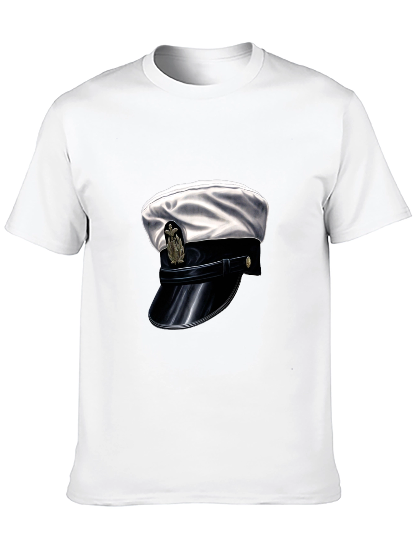 Navy Hat Graphic Tee - Stylish Black Cotton T-Shirt