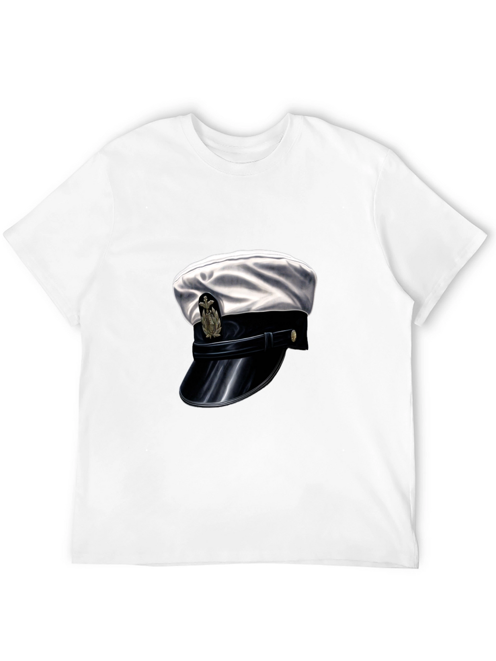 Navy Hat Graphic Tee - Stylish Black Cotton T-Shirt