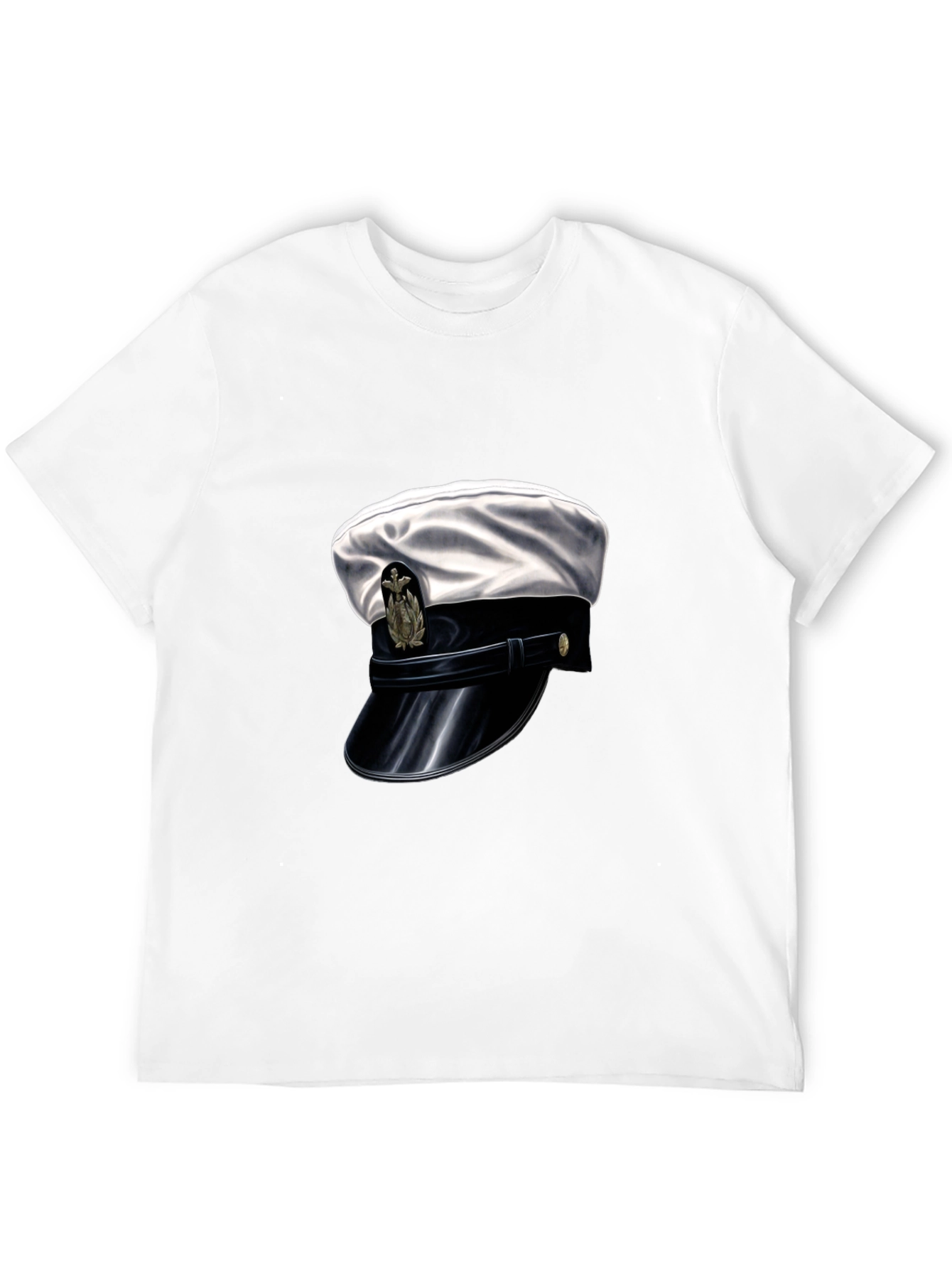 Navy Hat Graphic Tee - Stylish Black Cotton T-Shirt