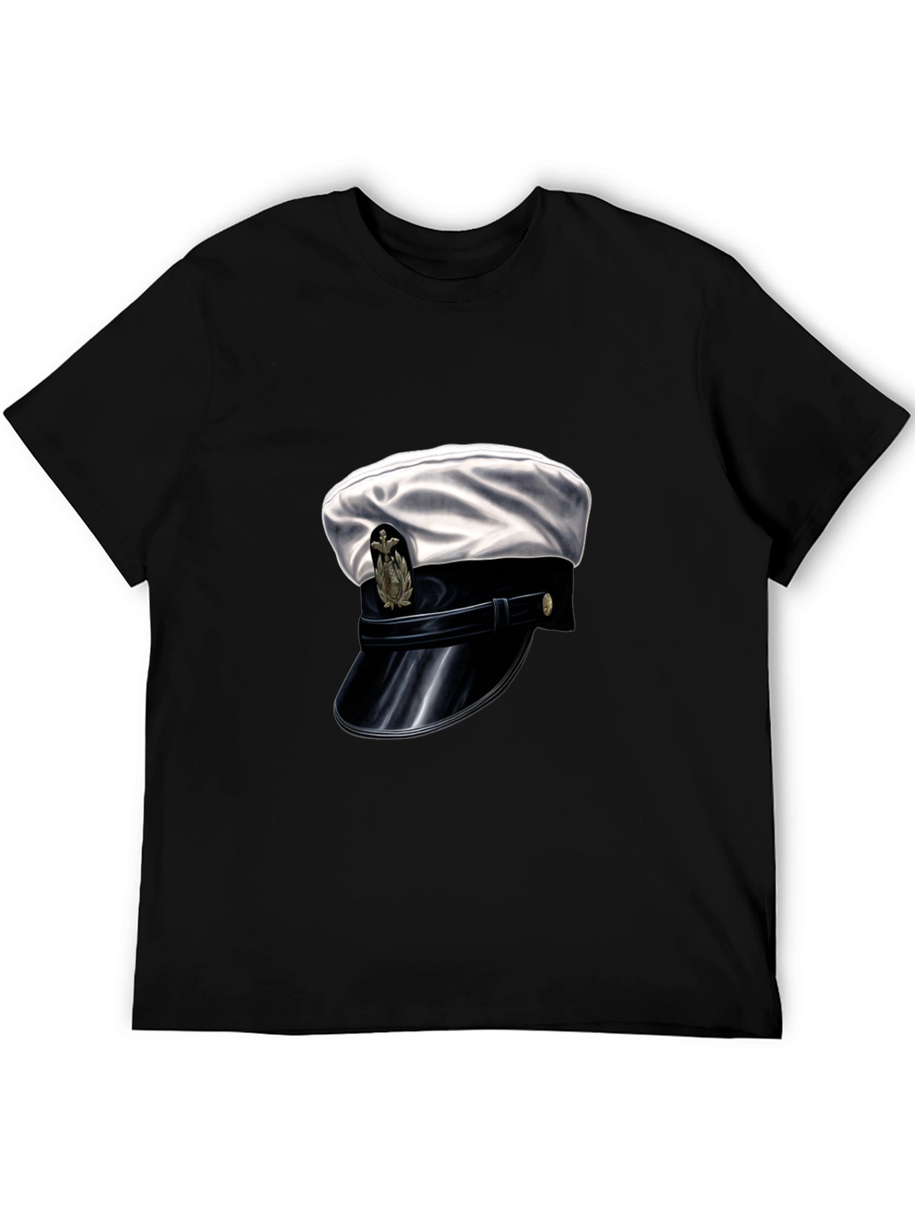Navy Hat Graphic Tee - Stylish Black Cotton T-Shirt