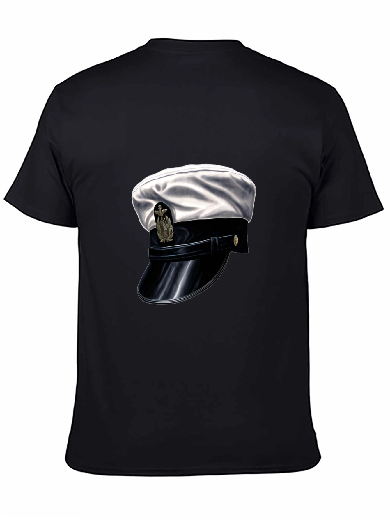 Navy Hat Graphic Tee - Stylish Black Cotton T-Shirt