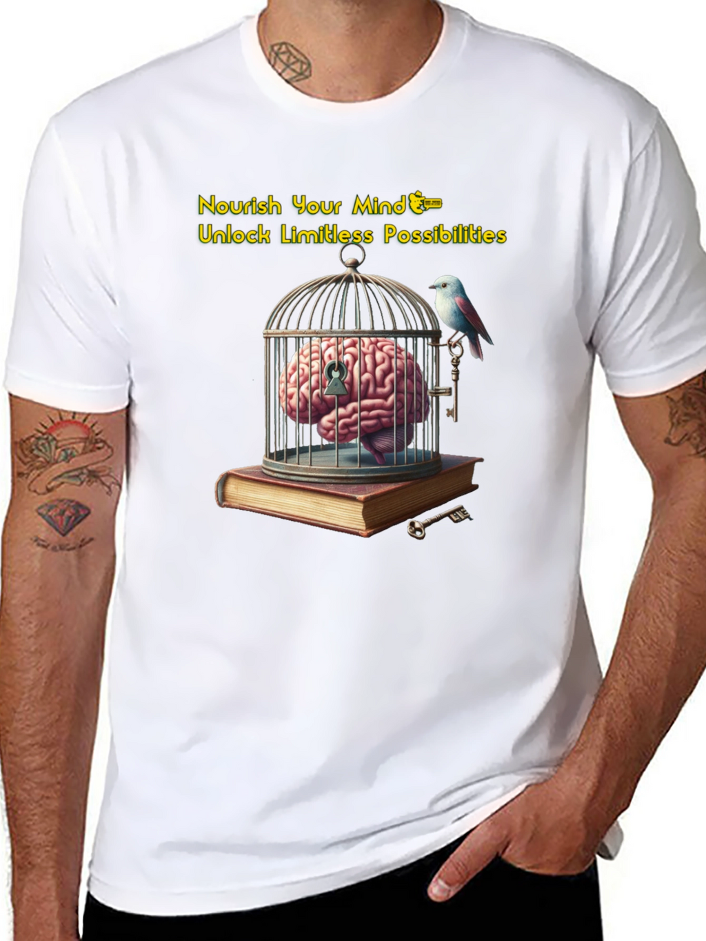 Unlock Your Potential: Brain & Birdcage Graphic Tee
