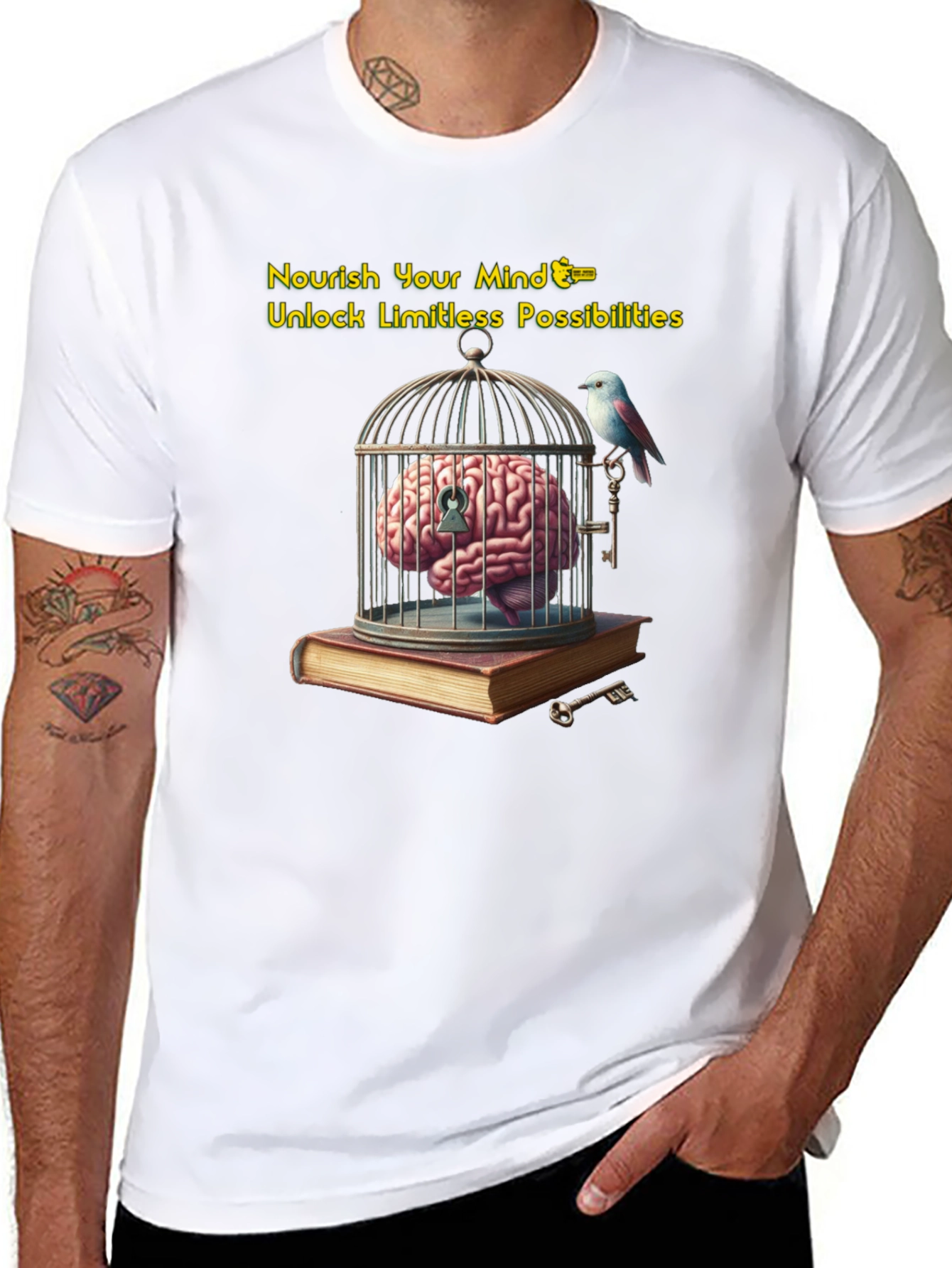 Unlock Your Potential: Brain & Birdcage Graphic Tee
