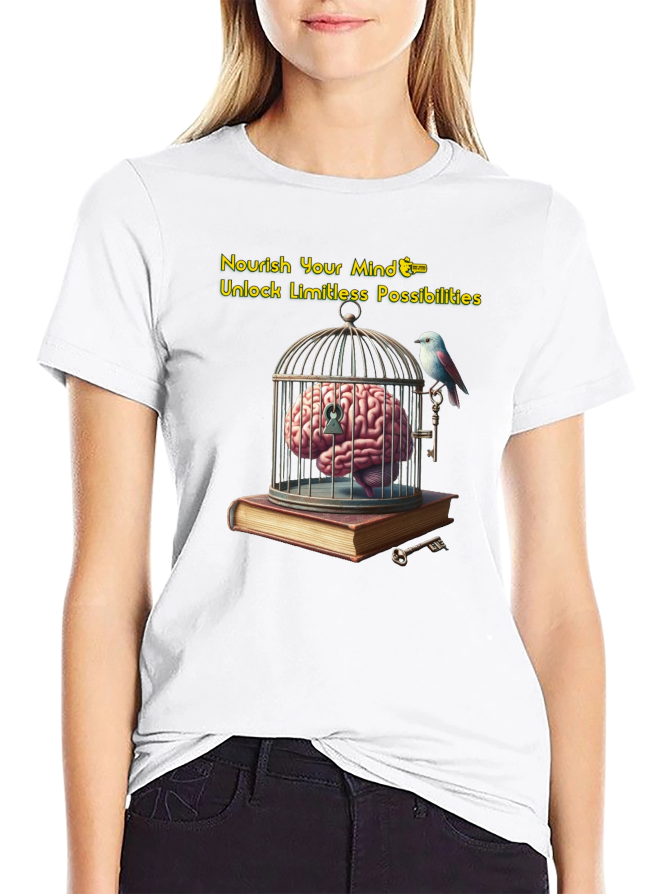 Unlock Your Potential: Brain & Birdcage Graphic Tee