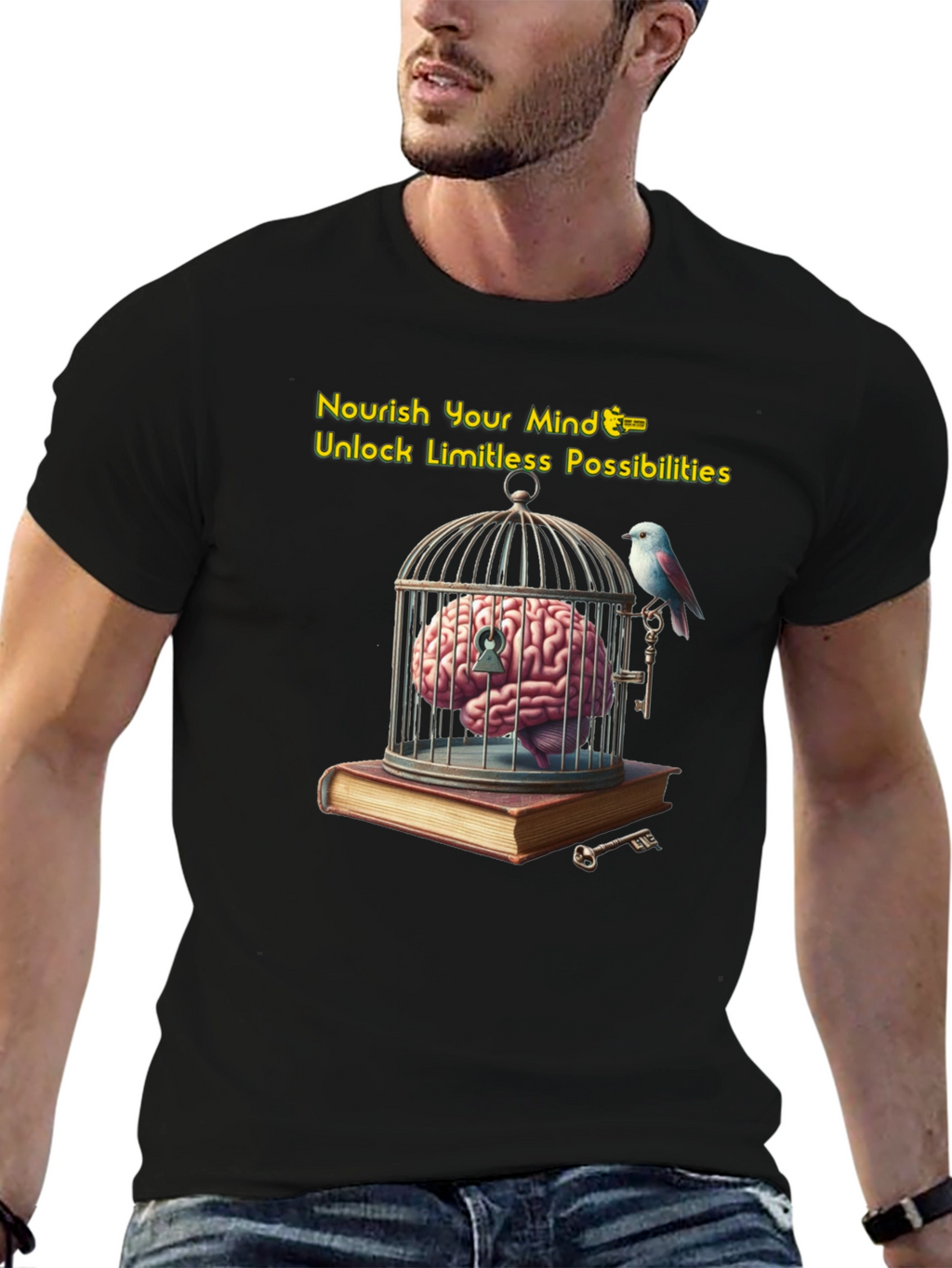 Unlock Your Potential: Brain & Birdcage Graphic Tee