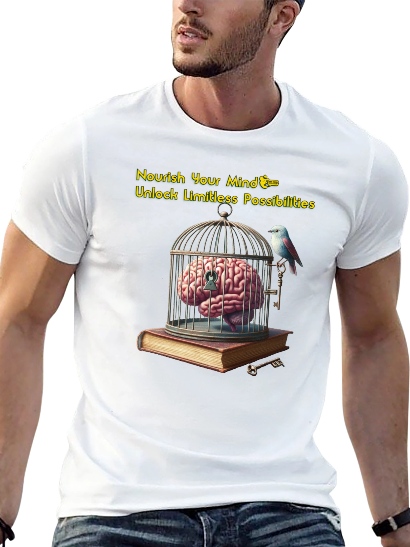 Unlock Your Potential: Brain & Birdcage Graphic Tee